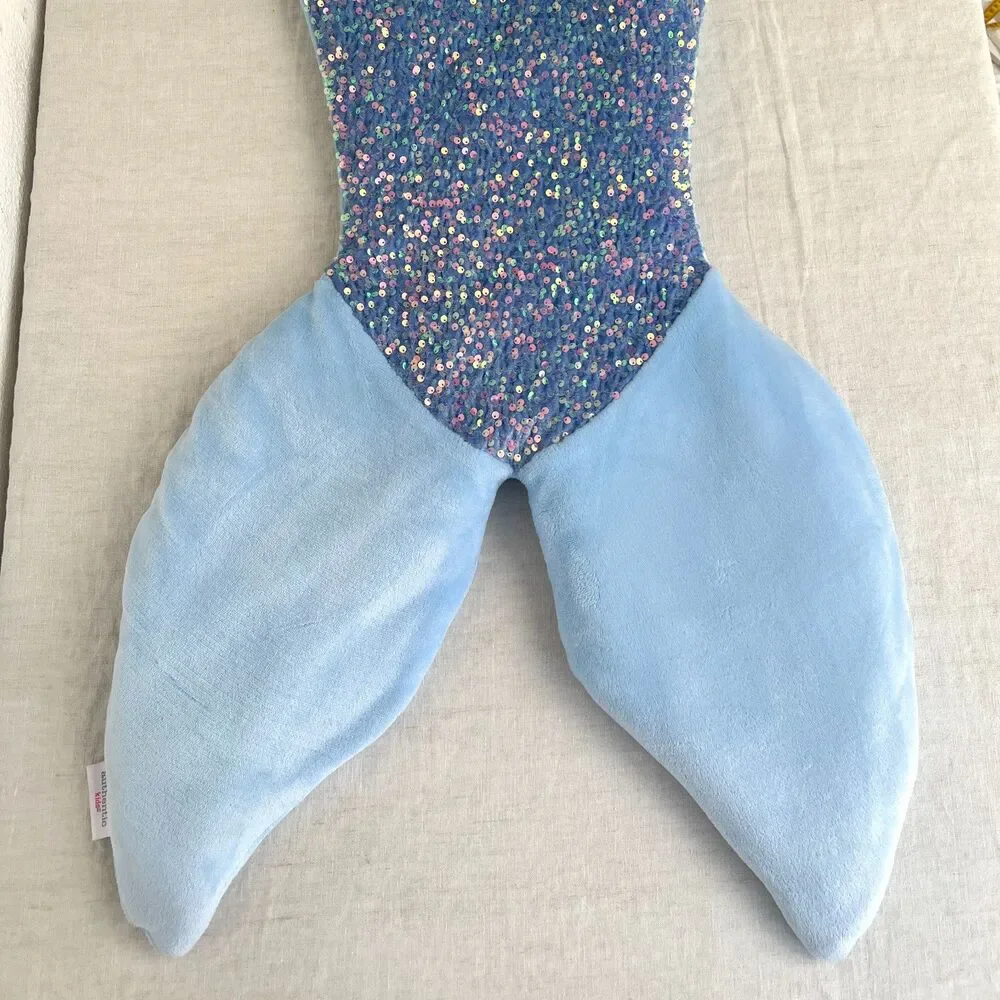 Mermaid Tail Blanket Plushy Light Blue Sequins Size Large 22